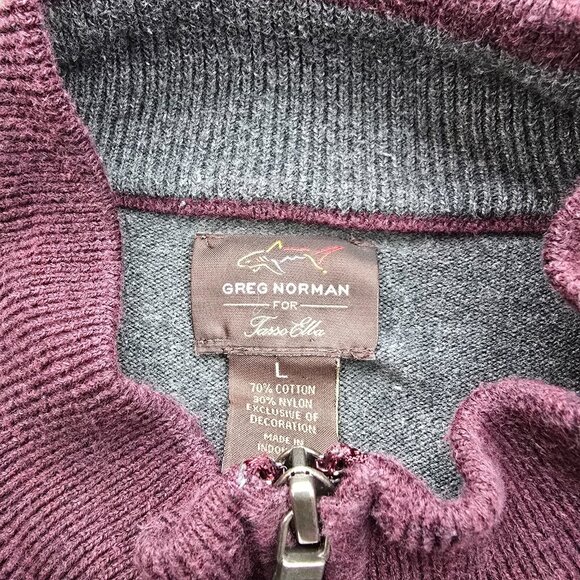 Greg Norman Sweater Mens Large Maroon Pullover 1/4 Zip Golf Preppy Casual - Picture 6 of 7